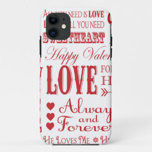 Modern vintage word Valentine Love collage iPhone 11 Case