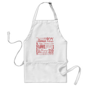 Modern vintage word Valentine Love collage Standard Apron