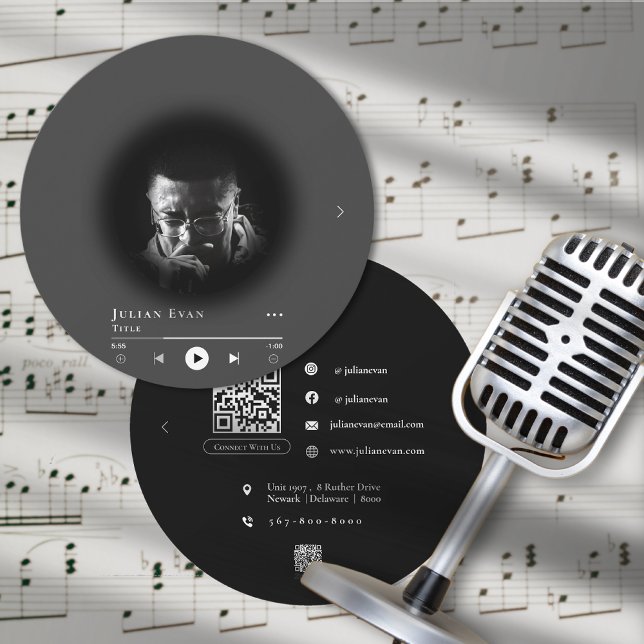 Modern Vinyl Record Musician Business Card (Creator Uploaded)