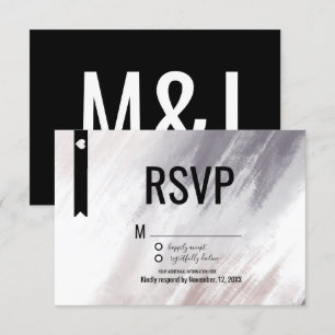 Modern Violet Abstract Blush Strokes Wedding RSVP Invitation