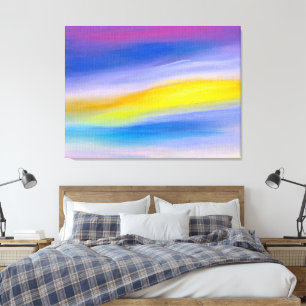 Modern Violet and Golden Ray Abstract Art Canvas Print