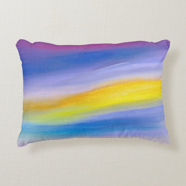 Modern Violet and Golden Ray Abstract Decorative Cushion (Front)