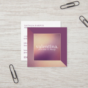Modern Violet & Champagne Glitter Beauty Makeup Square Business Card