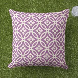Modern Violet Floral Framework Pattern Cushion