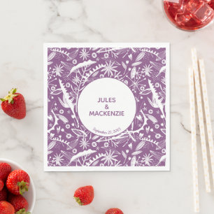 Modern Violet Graphic Floral Botanical Napkin