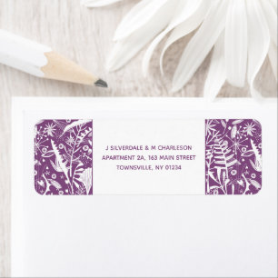 Modern Violet Graphic Floral Return Address