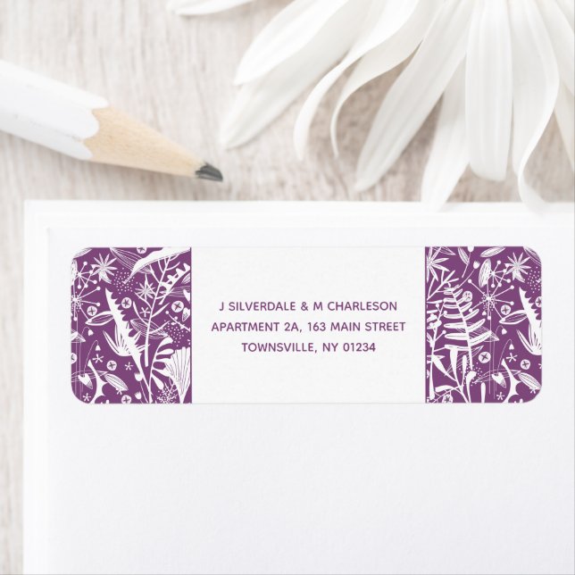 Modern Violet Graphic Floral Return Address (Insitu)