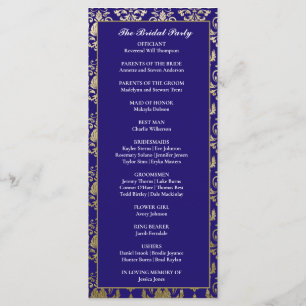 Modern Violet Purple and Gold Pattern Wedding Programme