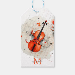 Modern Violin Music Recital Monogram Name Gift Tags