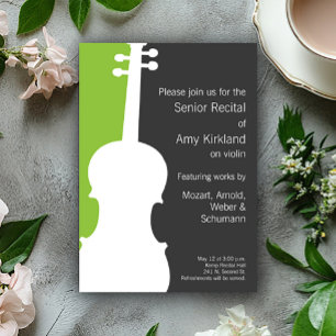 Modern Violin / Viola Recital Invitation - Green