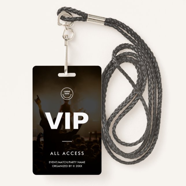 Modern VIP All Access Event Concert Match Party ID Badge (Front with Lanyard)