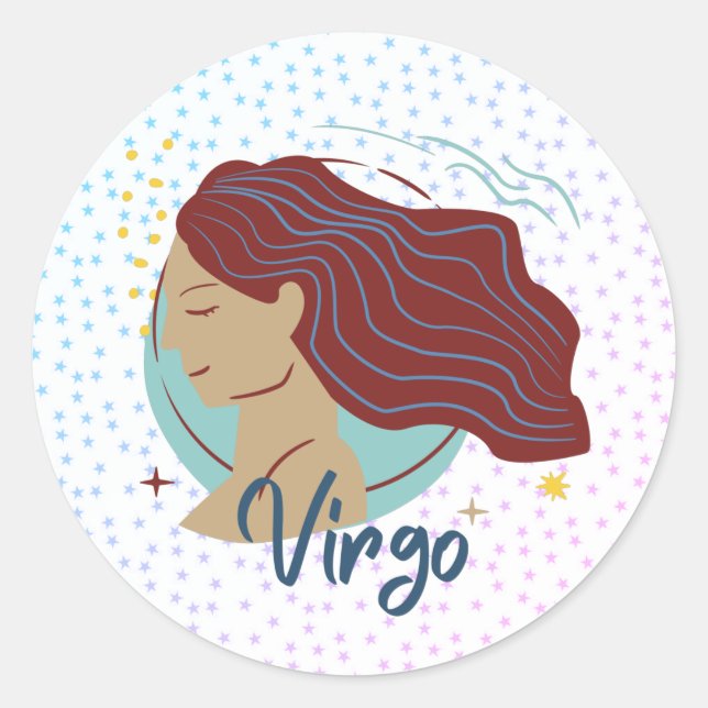 Modern Virgo Woman Zodiac   Classic Round Sticker (Front)