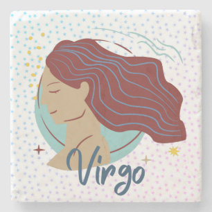 Modern Virgo Woman Zodiac  Stone Coaster