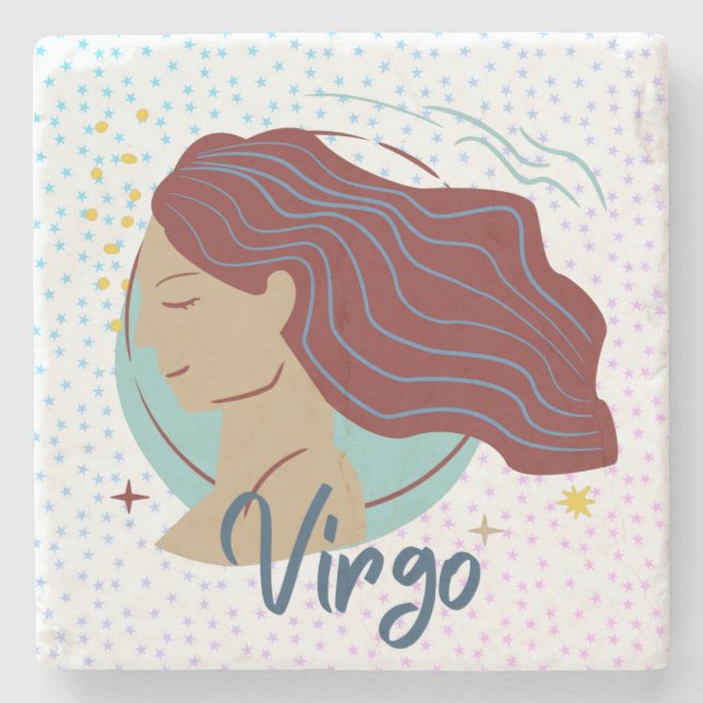 Modern Virgo Woman Zodiac  Stone Coaster (Front)
