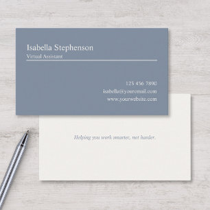 Modern Virtual Assistant Consultant Blue White Business Card
