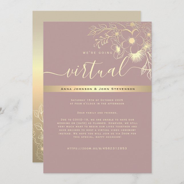 Modern Virtual Wedding Invitation (Front/Back)