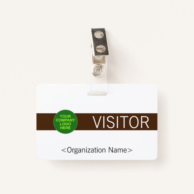 Modern "VISITOR" Badge ID Badge (Front with Clip)