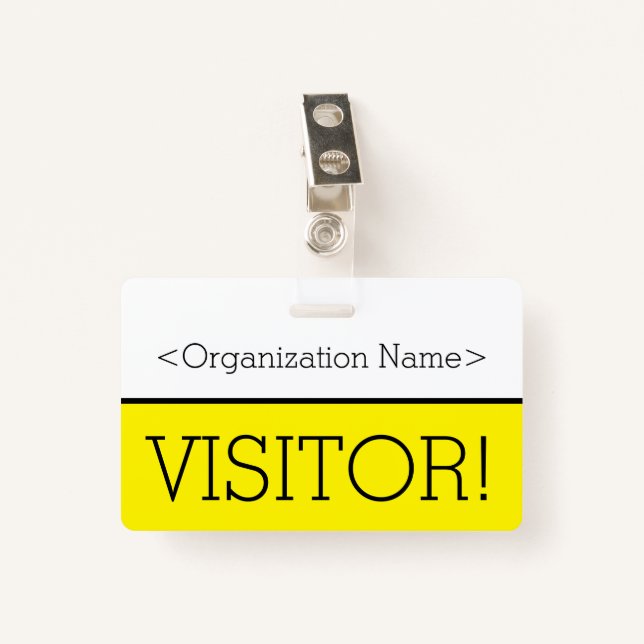 Modern "VISITOR!" Badge ID Badge (Front with Clip)