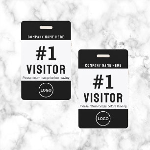 Modern Visitor Logo Company Black ID Badge