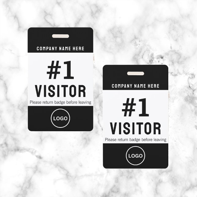 Modern Visitor Logo Company Black ID Badge (Creator Uploaded)