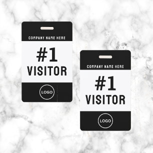 Modern Visitor Logo Company Black Simple ID Badge