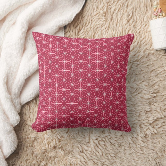 Modern Viva Magenta Geometric Japanese  Cushion (Blanket)