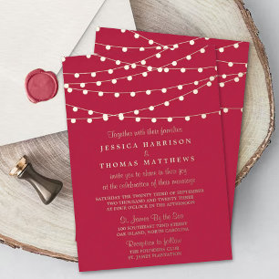 Modern Viva Magenta String Lights Wedding Real