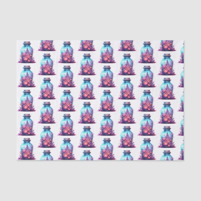 Modern Vivid pastel blue and pastel pink Halloween Tissue Paper (Front)