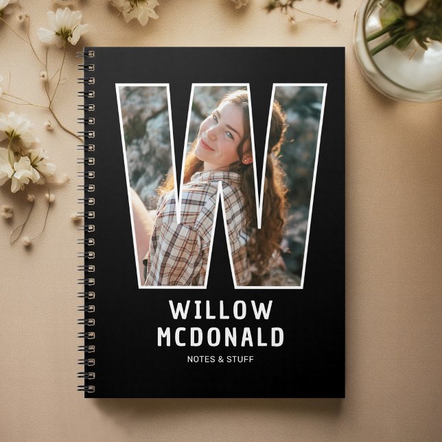 Modern "W" Photo Initial Monogram Notebook (Creator Uploaded)