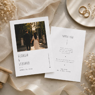 Modern Warm Photo Wedding Thank You Card