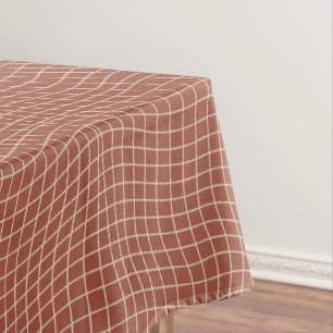 Modern Warped Grid   Minimalist Fluid Geometric Tablecloth