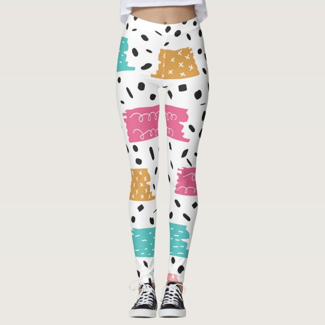 Modern Washi Tape Design Leggings (Front)