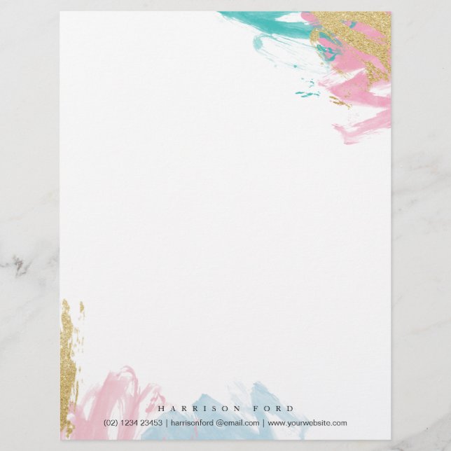 Modern water-colou design and elegant letterhead, custom letterhead (Front)