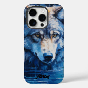 Modern Water Colour Wolf iPhone 16 Pro Case
