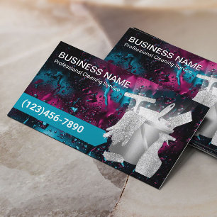 Modern Water Drops Professional Cleaning Service Business Card