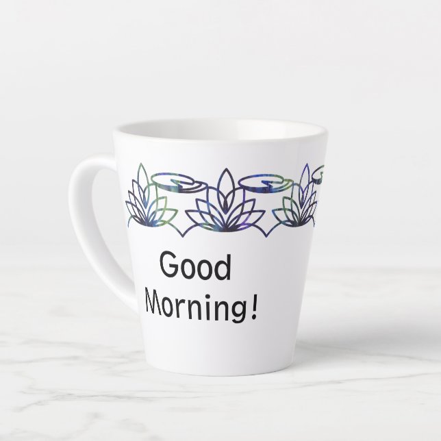 Modern Water Lilies Personalised Latte Mug (Left Angle)