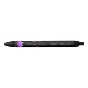 Modern Water Lily Lotus Flower Spa Salon Black Ink Pen