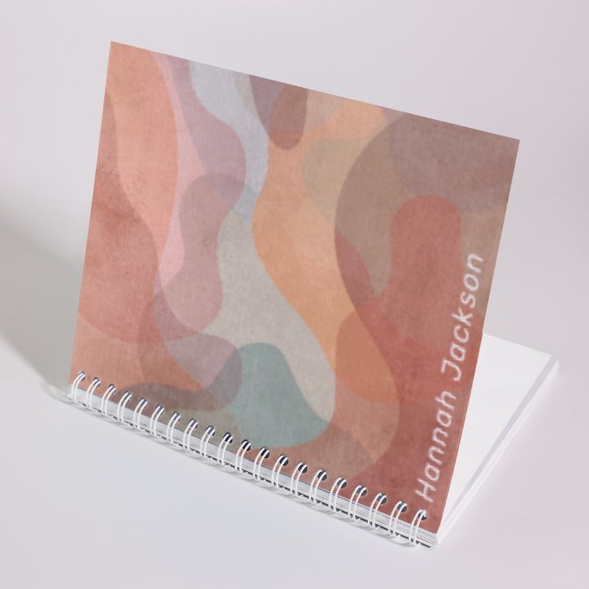 Modern Watercolor Abstract Colourful Monogram Name Notebook (Creator Uploaded)