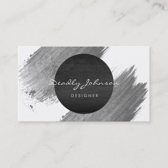 Modern Watercolor Abstract Elegant Black White Business Card (Front)