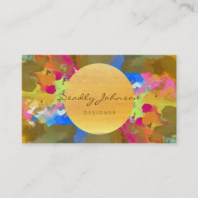 Modern Watercolor Abstract Elegant Cool Business Card (Front)