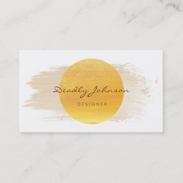 Modern Watercolor Abstract Elegant Cool Yellow Business Card (Front)