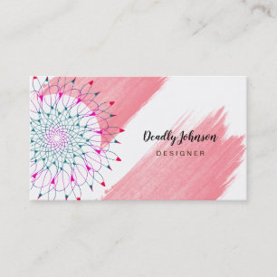 Modern Watercolor Abstract Elegant Pink Yellow Business Card