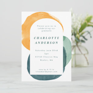 Modern Watercolor Abstract Graduation Party Invitation