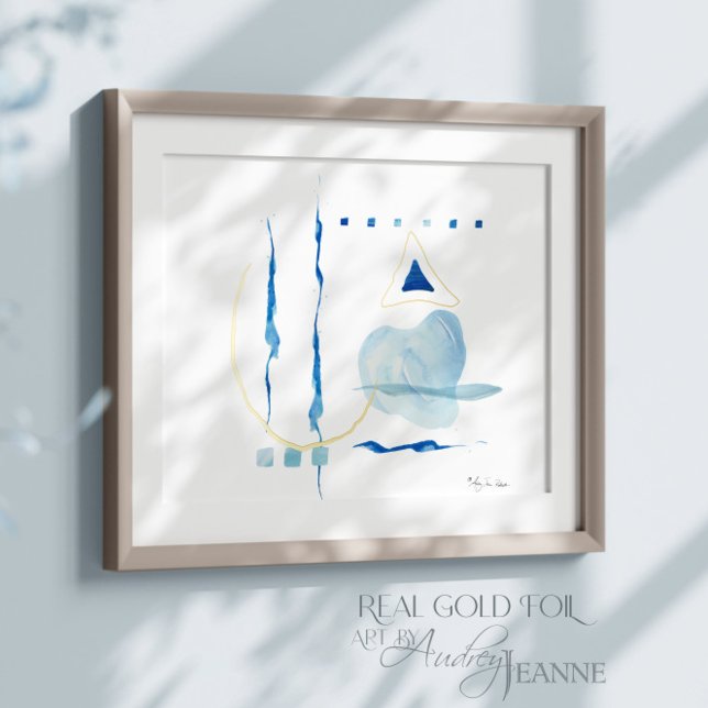 Modern Watercolor Abstract Navy Blue Contemporary  Foil Prints (Creator Uploaded)