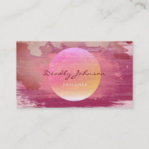 Modern Watercolor Abstract Paint Pink Love Business Card