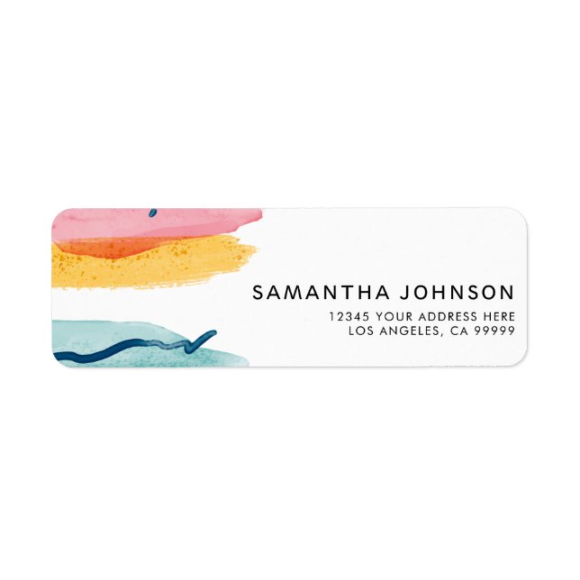 Modern Watercolor Abstract Pink Yellow Blue (Front)