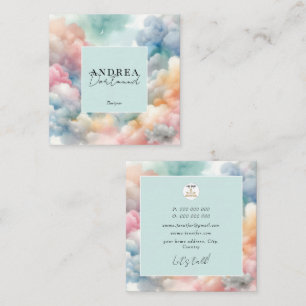 Modern watercolor Abstract purple  Square Business Card