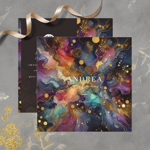 Modern watercolor Abstract purple  Square Business Card