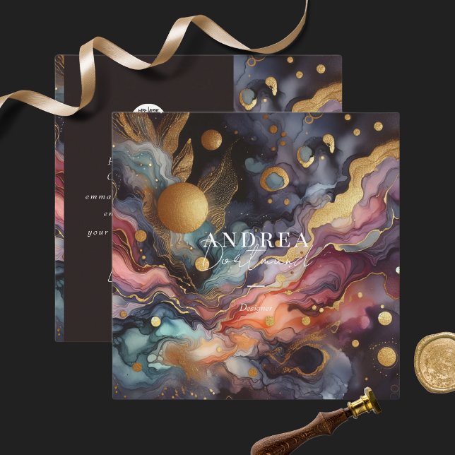 Modern watercolor Abstract purple  Square Business Square Business Card (Creator Uploaded)