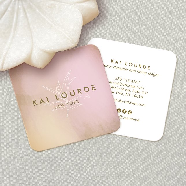 Modern Watercolor Abstract  Square Business Card (Creator Uploaded)